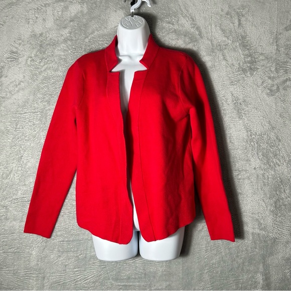Sioni Cardigan Womens Medium Red Open Long Sleeve Holiday Staple Office Soft - Picture 1 of 6